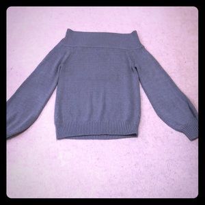Off the shoulder blue grey sweater